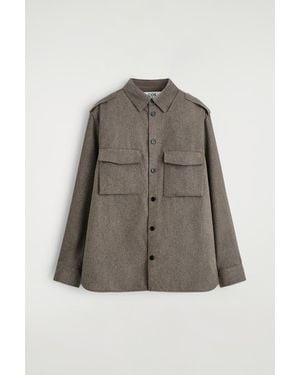 COS Epaulet-Detail Wool Shirt - Grey