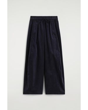 COS Elasticated Corduroy Barrel-Leg Trousers - Blue