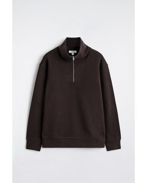 COS Funnel-Neck Zip-Up Sweatshirt - Black