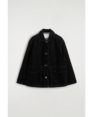 COS Flocked-Denim Jacket - Black