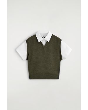 COS Layered Merino Wool Jumper Tank - Green