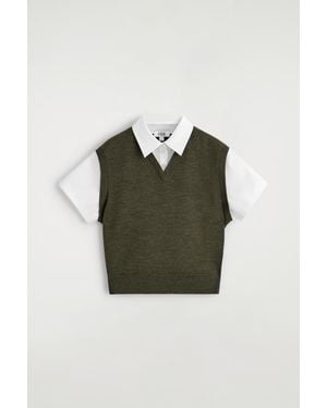 COS Layered Merino Wool Jumper Tank - Green