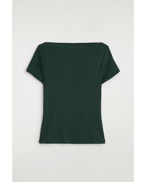 COS Slim Boat-Neck Cotton T-Shirt - Green