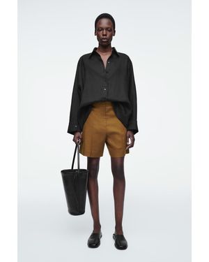 COS Elegante Leinenshorts Mit Elastischem Bund - Schwarz