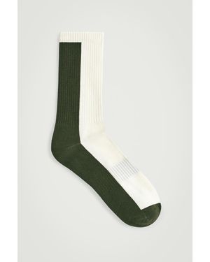 COS Colour-Block Ribbed Socks - Green