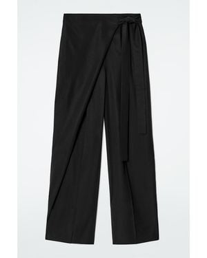 COS Fluid Wrap-Front Trousers - Black
