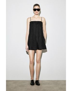 COS Playsuit Aus Leinen Mit Falten - Schwarz