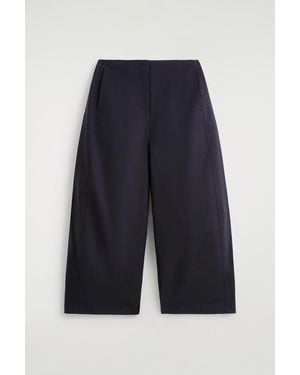 COS Cropped Barrel-Leg Cotton Trousers - Blue