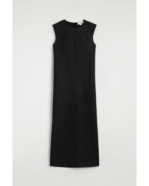 COS Robe Midi Coupée En Biais En Lin Mélangé - Noir