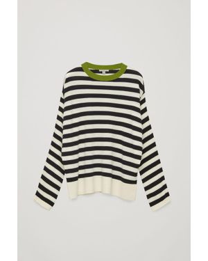 COS Draped Striped Merino Sweater - Green