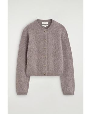 COS Brushed-Cashmere Crew-Neck Cardigan - Natural