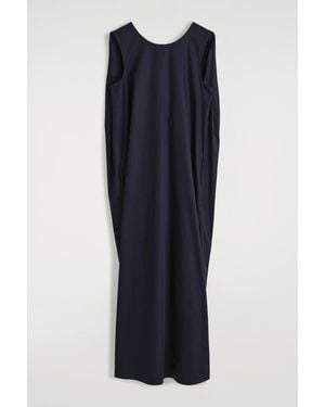 COS Twist-Back Cotton Midi Dress - Blue