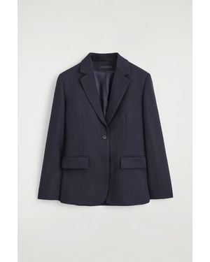 COS Single-Breasted Wool Blazer - Blue