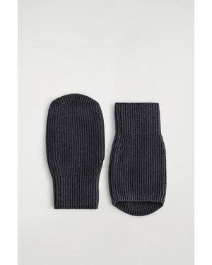 COS Ribbed Wool Fingerless Gloves - Blue