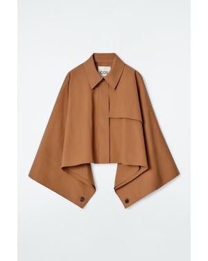 COS Oversized Cropped Trench Coat Cape - Brown
