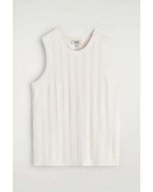 COS Striped Knitted Linen Tank Top - White
