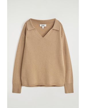 COS Merino Wool Polo Sweater - Natural