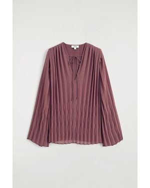 COS Tie-Front Pleated Georgette Blouse - Red