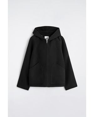 COS Double-Faced Wool Zip-Up Hoodie - Black