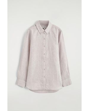 COS Button-Down Collar Linen Shirt - Pink