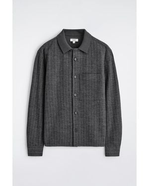 COS Relaxed Pinstriped Wool-Blend Jersey Shirt - Black