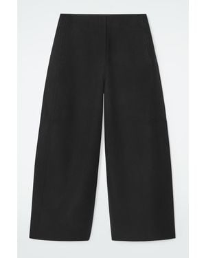 COS Double-faced Wool Barrel-leg Trousers - Black