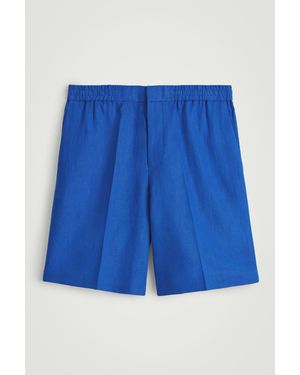 COS Elasticated Linen Shorts - Blue