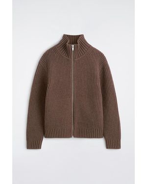 COS Funnel-Neck Knitted Wool Jacket - Brown