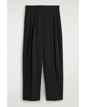 COS Relaxed Fluid Wide-Leg Trousers - Black