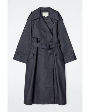 COS Oversized Denim Trench Coat - Blue