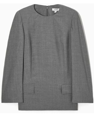 COS Deconstructed Power-shoulder Wool Top - Grey