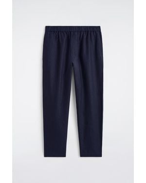 COS Elasticized Linen Regular-Fit Tapered Pants - Blue