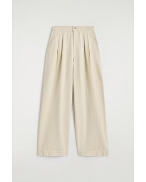 COS Pleated Wide-Leg Denim Pants - Natural