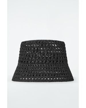 COS Open-weave Straw Bucket Hat - Black