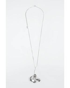 COS Floral Pendant Necklace - White