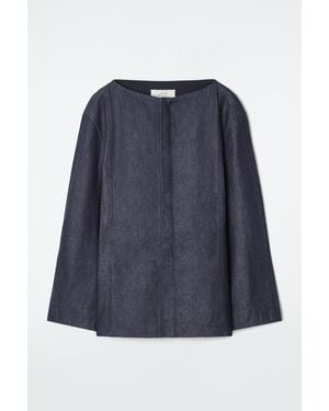 COS The Straight-Neck Raw Denim Shirt - Blue