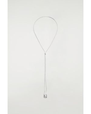 COS Rectangular Chain Pendant Necklace - White