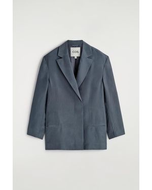 COS Crinkled-Silk Blazer - Blue