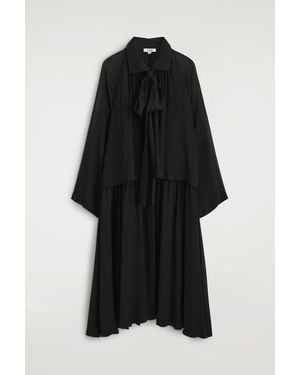 COS Fluid Scarf-Detail Midi Dress - Black