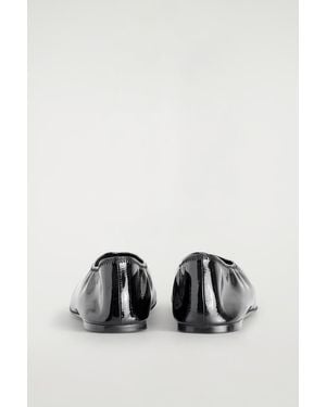 COS Minimal Patent Leather Ballet Flats - White