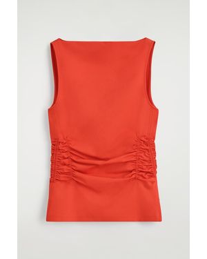 COS Ruched-Waist Cotton-Jersey Tank Top - Red