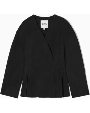 COS Collarless Double-faced Wool Blazer - Black