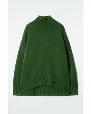 COS Chunky Pure Cashmere Turtleneck Jumper - Green