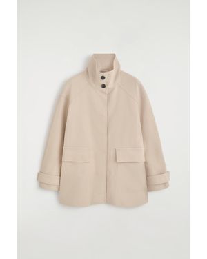 COS Cotton-Twill Funnel-Neck Jacket - Natural