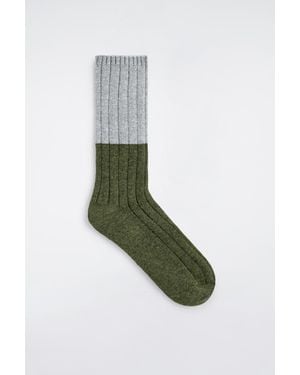 COS Ribbed Colour-Block Socks - Green