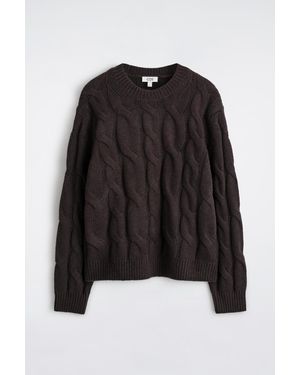 COS Cable-Knit Wool Crew-Neck Jumper - Black