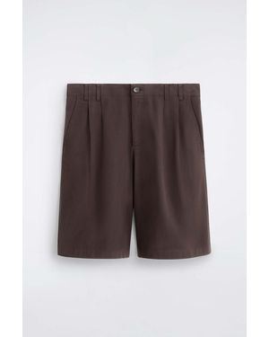 COS Tailored Pleated Cotton Shorts - Brown