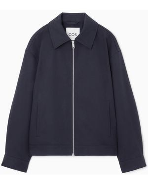 COS Collared Cotton Jacket - Blue