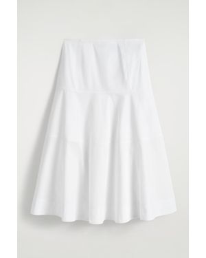 COS Paneled Cotton Midi Skirt - White