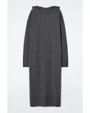 COS Hooded Merino Wool Maxi Dress - Grey